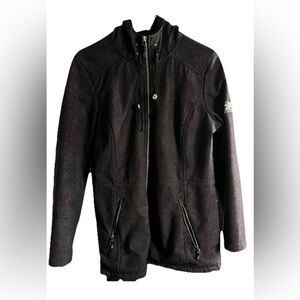 ZeroXposure Women’s Large Hooded Softshell Jacket Black Charcoal Full Zip